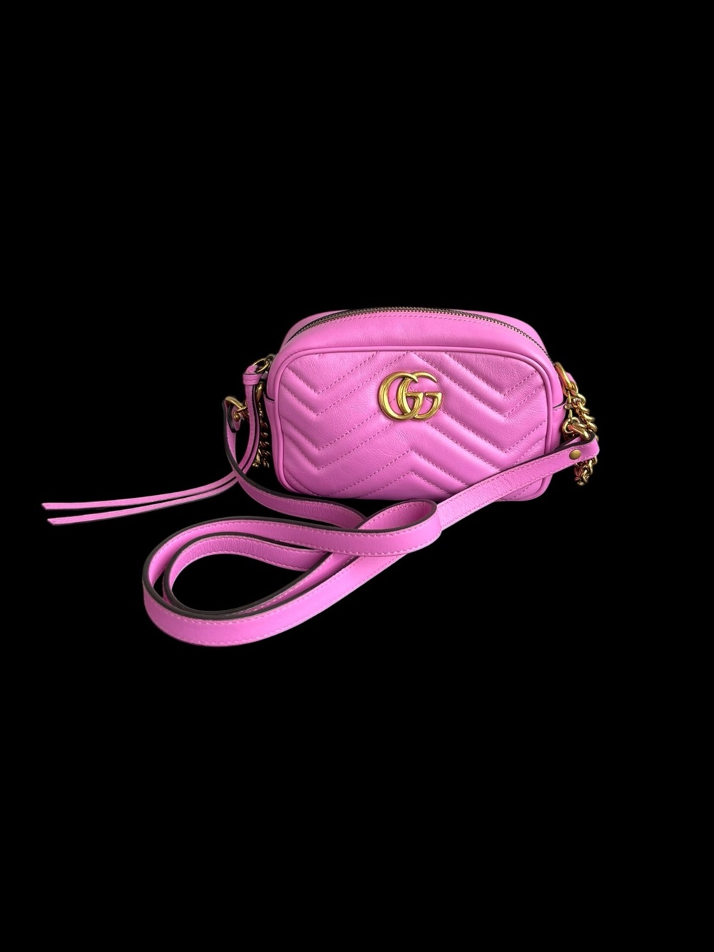 Gucci GG Marmont Mini Pink MatelassΓ© Camera Bag